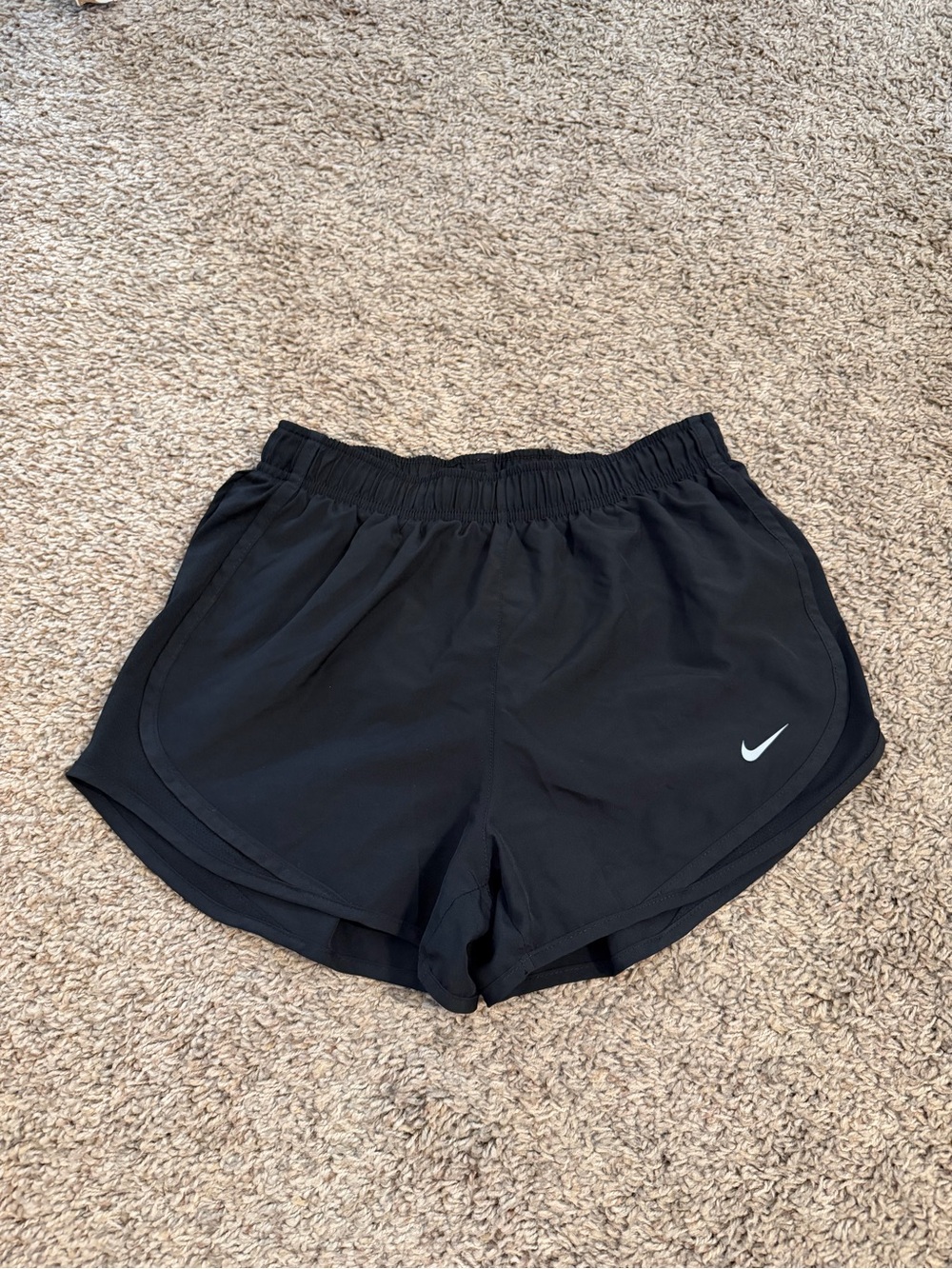 Nike Women's Black Athletic Running Shorts with White Swoosh
